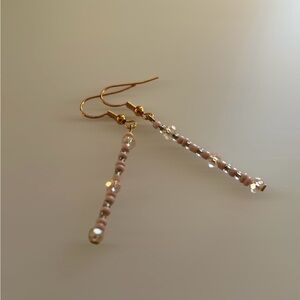 Pink Swarovski Crystal Drop Earrings in 18k Gold Plated Hook